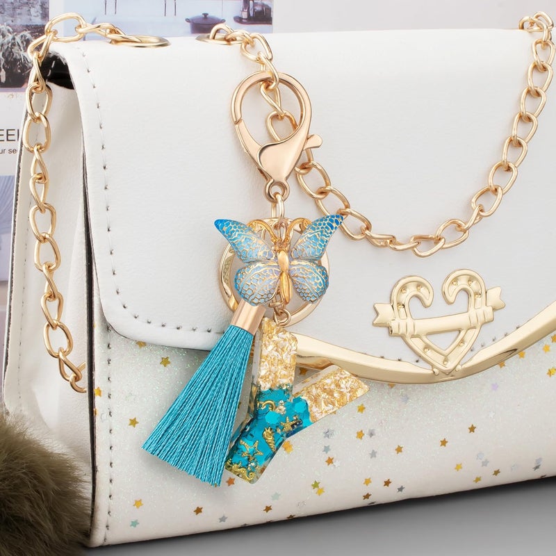 Suweibuke Cute Pink Key Chains for Women Girls, Initial Letter Keychains with Tassel, Charms for Key Purse Handbags Backpacks - Image 3